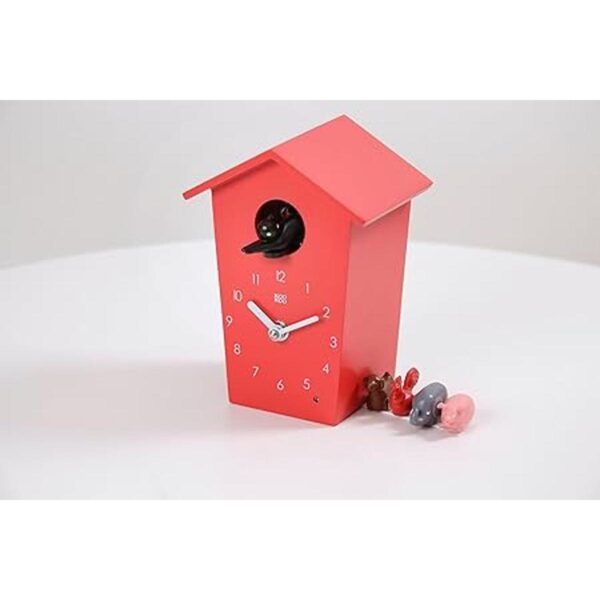 KOOKOO AnimalHouse rojo pequeño reloj de cuco con 5_6