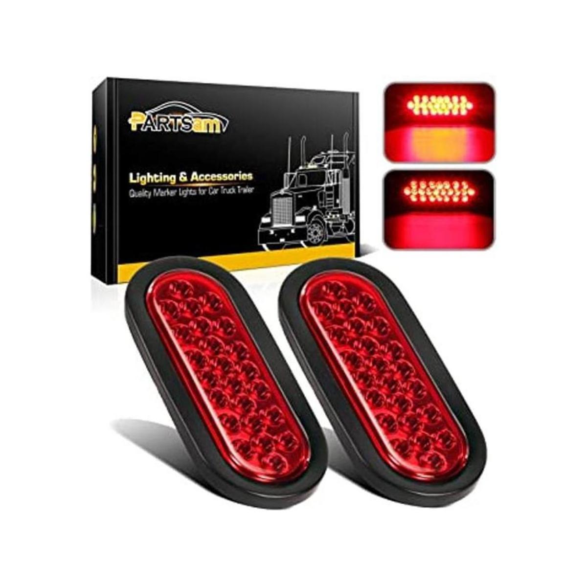 Partsam 2 luces traseras LED ovaladas rojas de 6 pulgadas