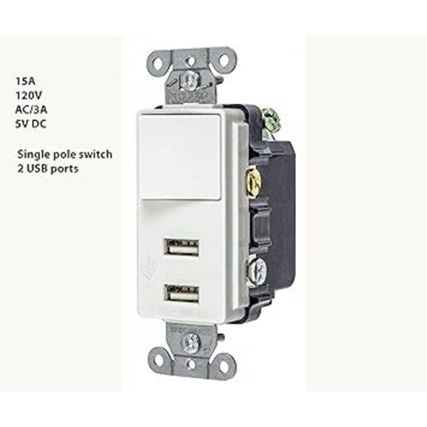 Bryant Electric USBB102W 15 Amp 125V Decorator USB Switch_3