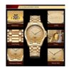Reloj de acero inóxidable dorado con cristales estilo