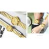 Reloj de acero inóxidable dorado con cristales estilo