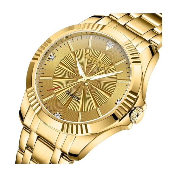 Reloj de acero inóxidable dorado con cristales estilo
