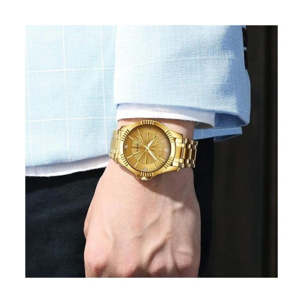 Reloj de acero inóxidable dorado con cristales estilo