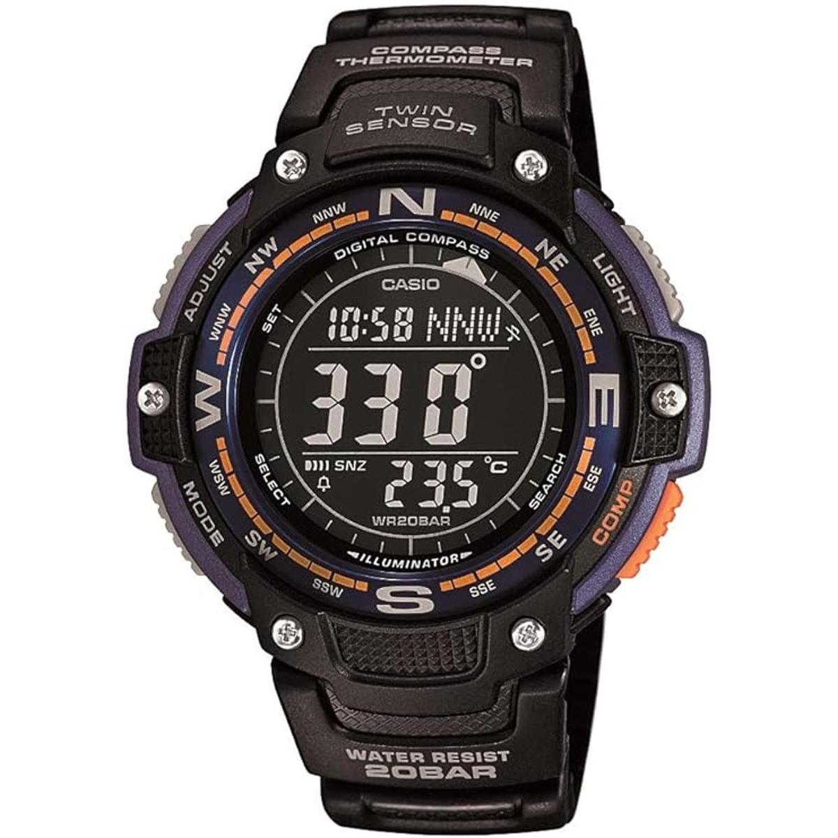 Reloj negro de cuarzo con pantalla analógica y digital