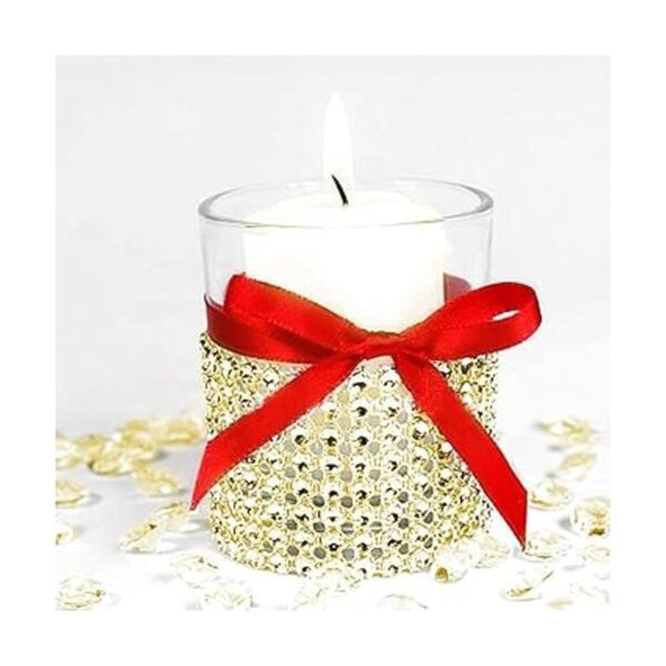 Gold Diamond Sparkling Rhinestone Mesh Ribbon for Event
