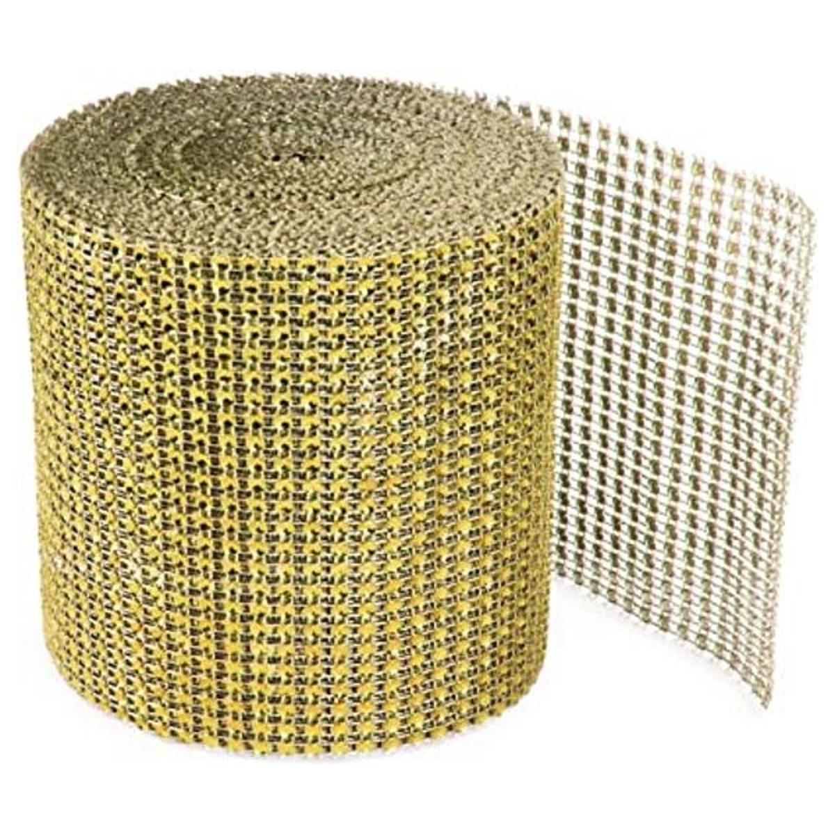 Gold Diamond Sparkling Rhinestone Mesh Ribbon for Event