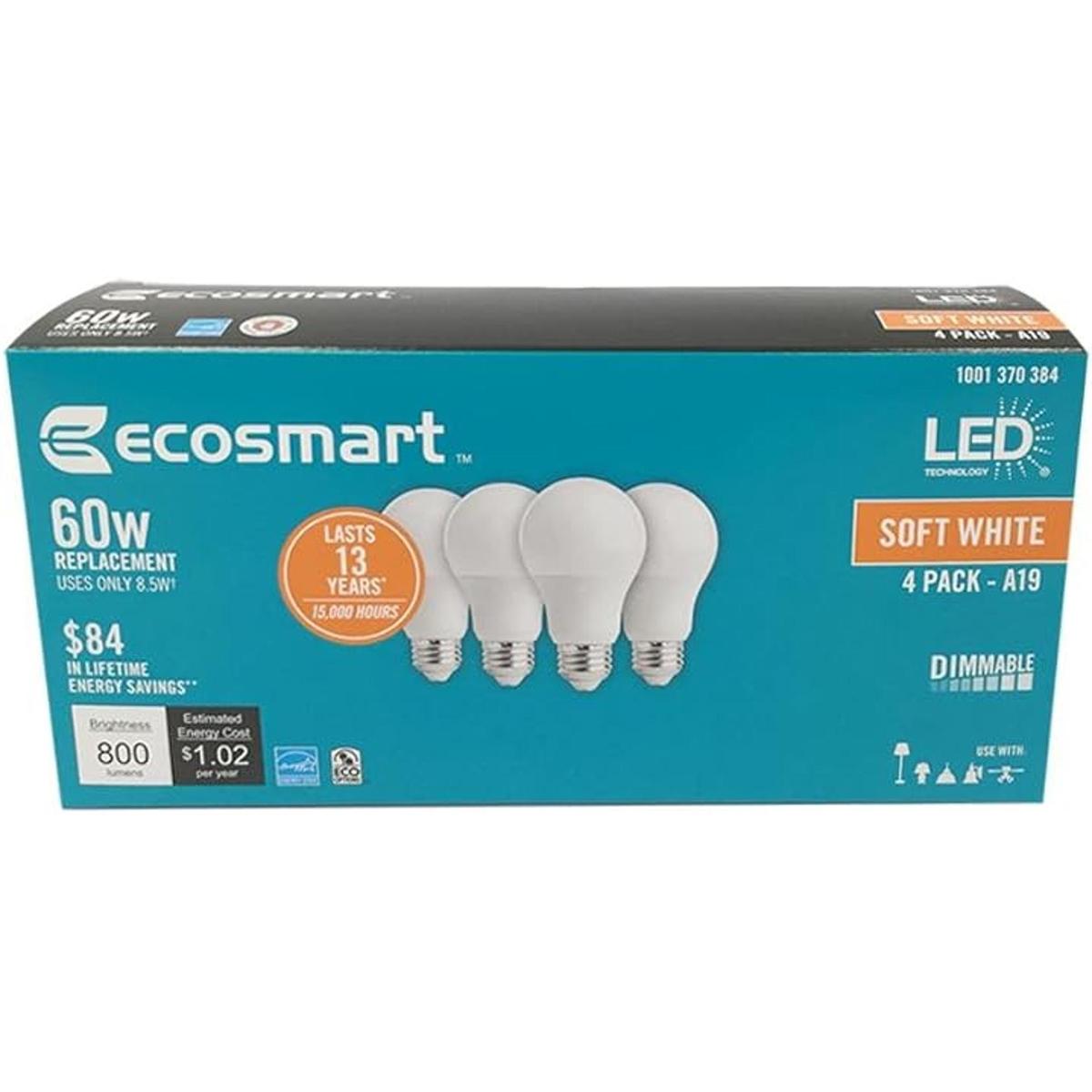 Bombilla de luz LED EcoSmart de 60 vatios equivalente a