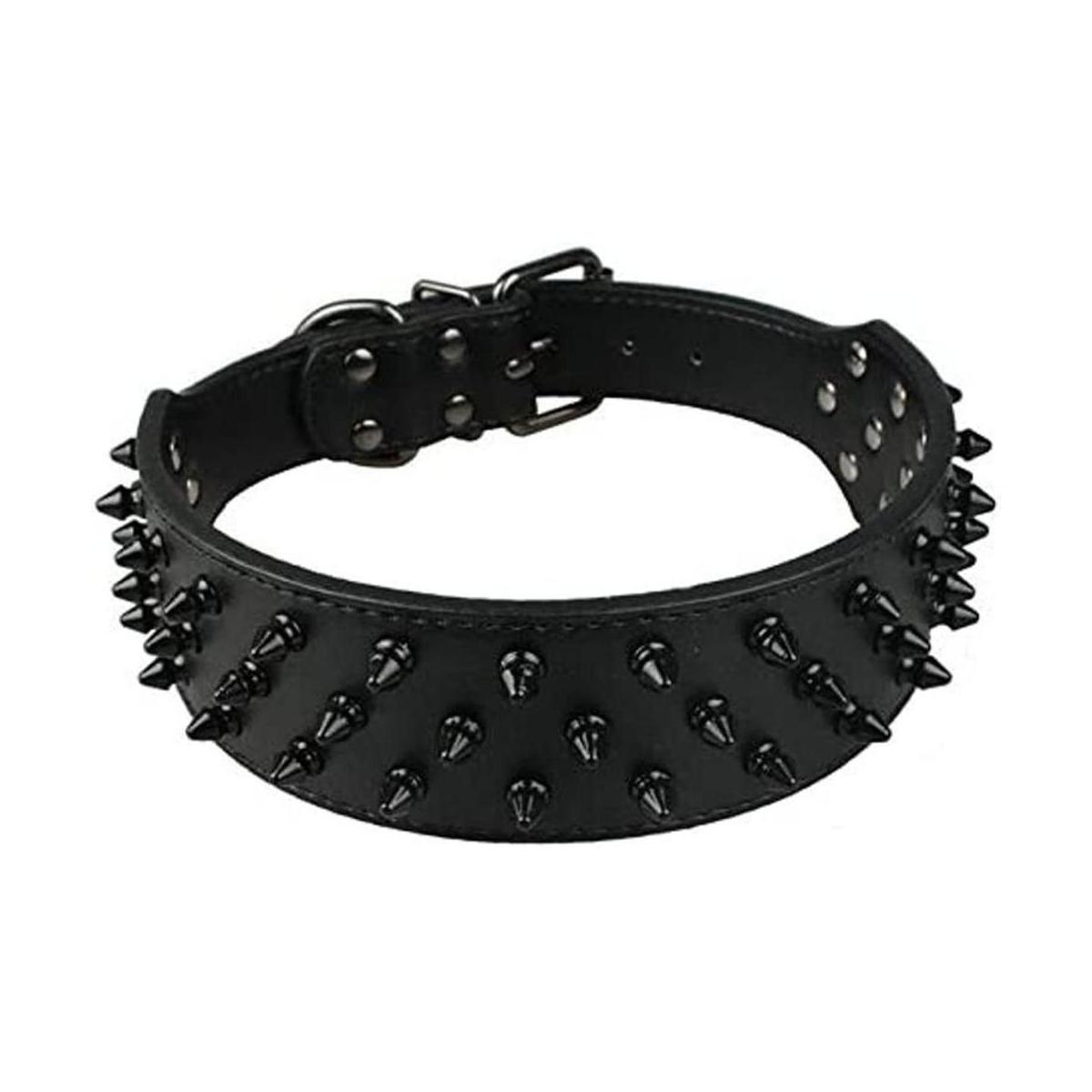 Dogs Kingdom Collar de cuero negro de perro collar