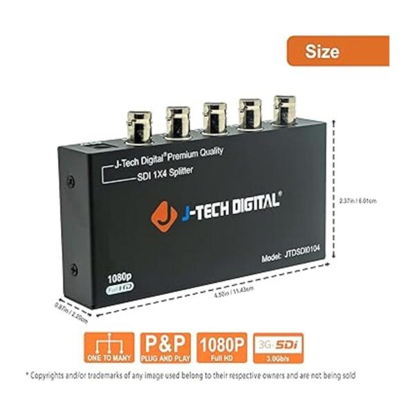 JTech Digital Premium Quality SDI Splitter 1x4 Supports_2