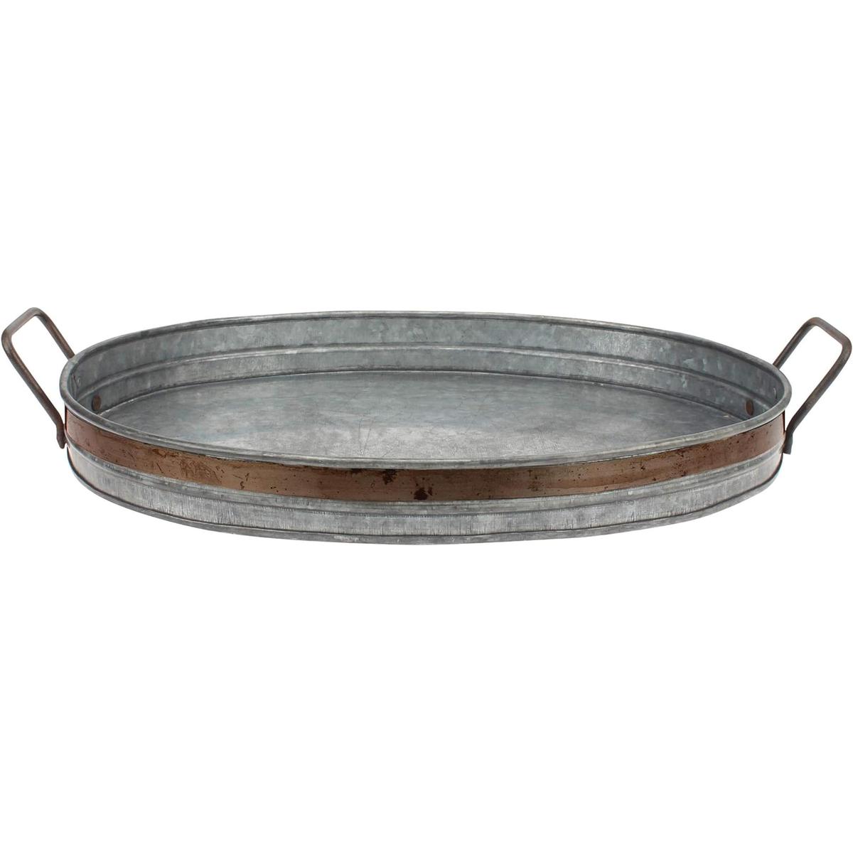 Stonebriar Bandeja rústica galvanizada para servir con