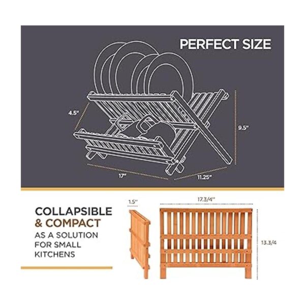 Escurridor de madera bamboo compacto y plegable para