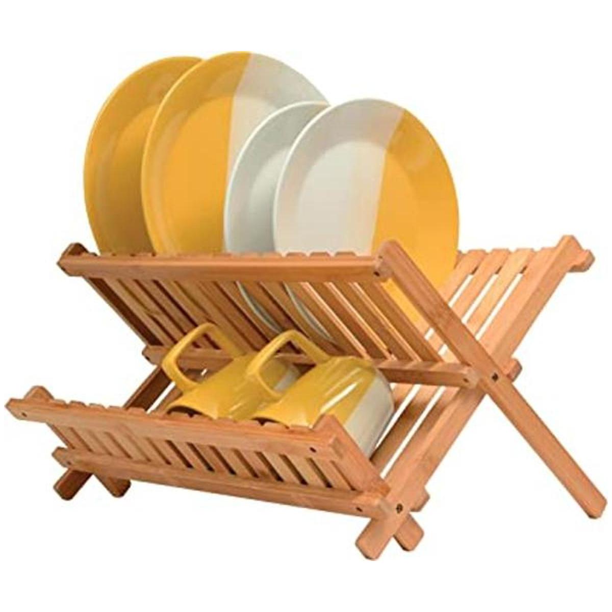 Escurridor de madera bamboo compacto y plegable para