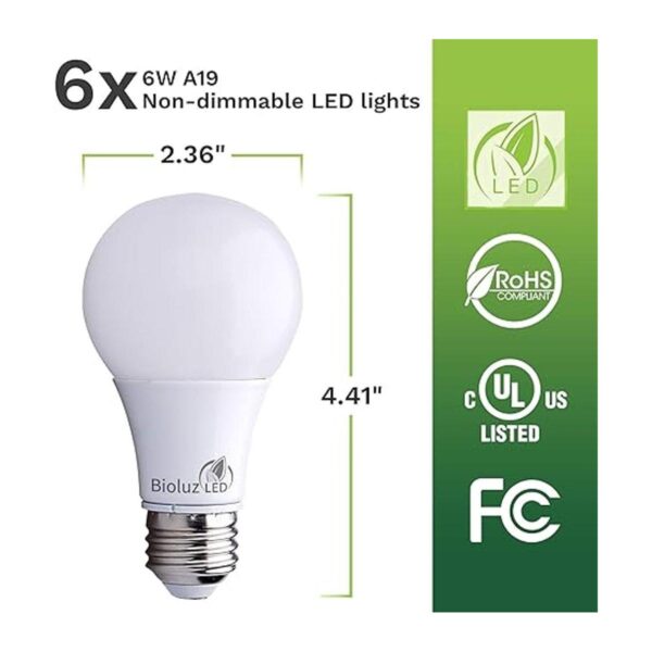 Bioluz A19 ECO Series paquete de 6 bombillas de LED