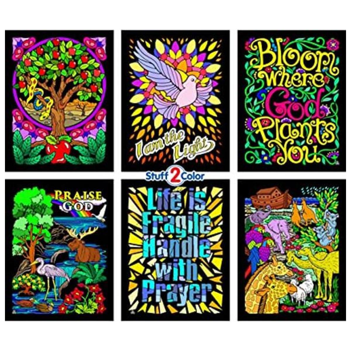 Oración Pack Incluye 6 Fuzzy para colorear carteles de