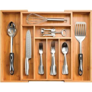 Bambsi organizador de cajón de cocina organizador de
