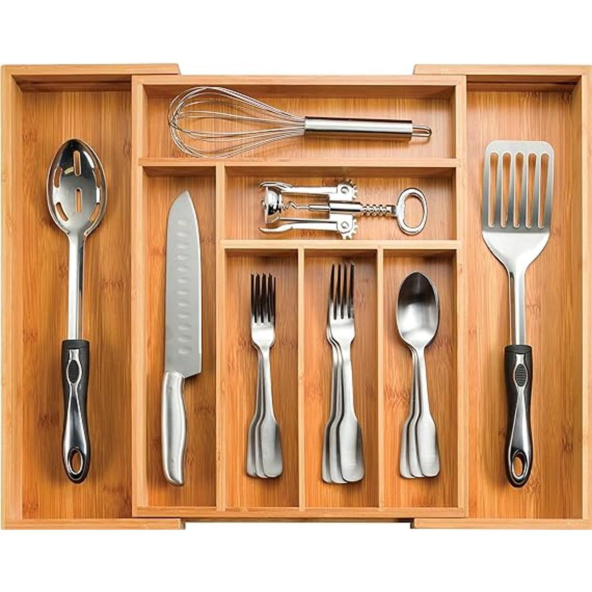 Bambsi organizador de cajón de cocina organizador de