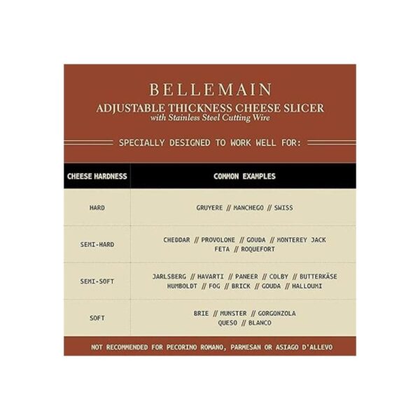 Bellemain rebanador de queso de grosor ajustable incluye