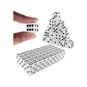 Juego de dados blancos de 063 pulgadas con puntos negros_1
