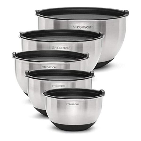 PriorityChef Juego de 5 recipientes para mezclar con tapa_1