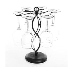 MyGift Soporte de copa de vino de metal negro con diseño_1