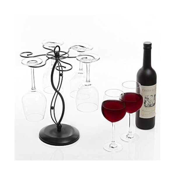 MyGift Soporte de copa de vino de metal negro con diseño_2