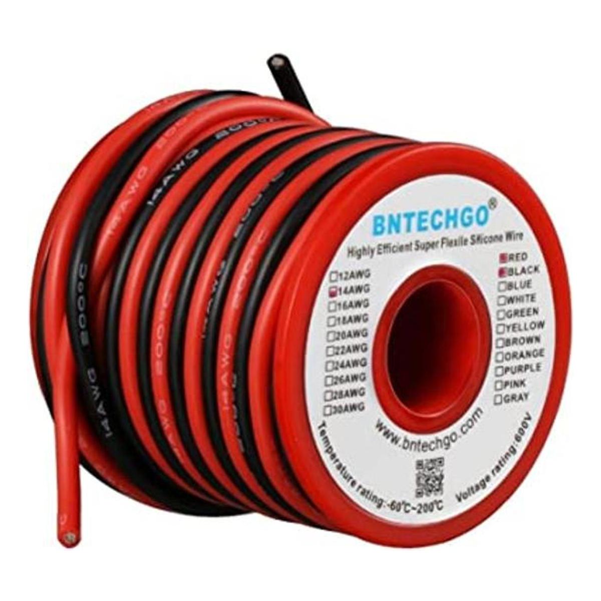 BNTECHGO Bobina de alambre de silicona de calibre 14 rojo
