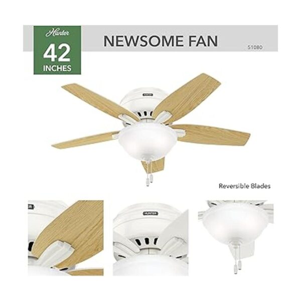 Hunter Newsome Ventilador de techo de perfil bajo con luz_2