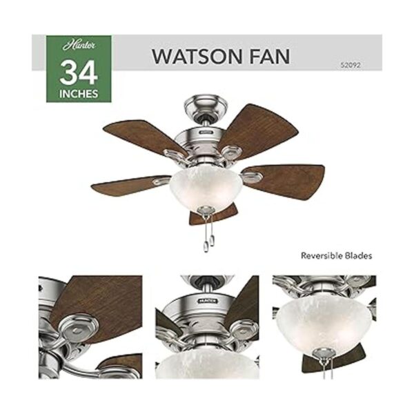 Hunter Watson Ventilador de techo para interiores con luz_3