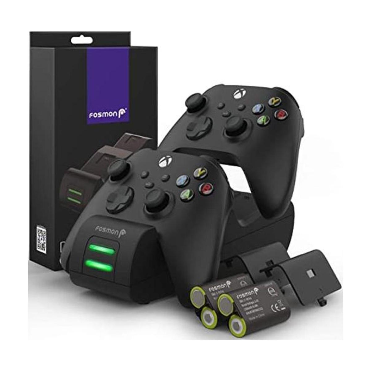 Fosmon Cargador dual de 2 MAX con 2 baterías recargables