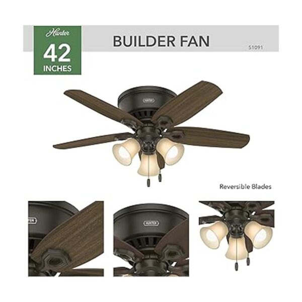 Hunter 51091 Nuevo ventilador de techo de perfil bajo con