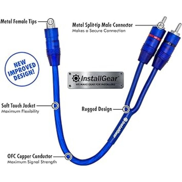 InstallGear Conector adaptador RCA Y de 1 pie blindado 1_2