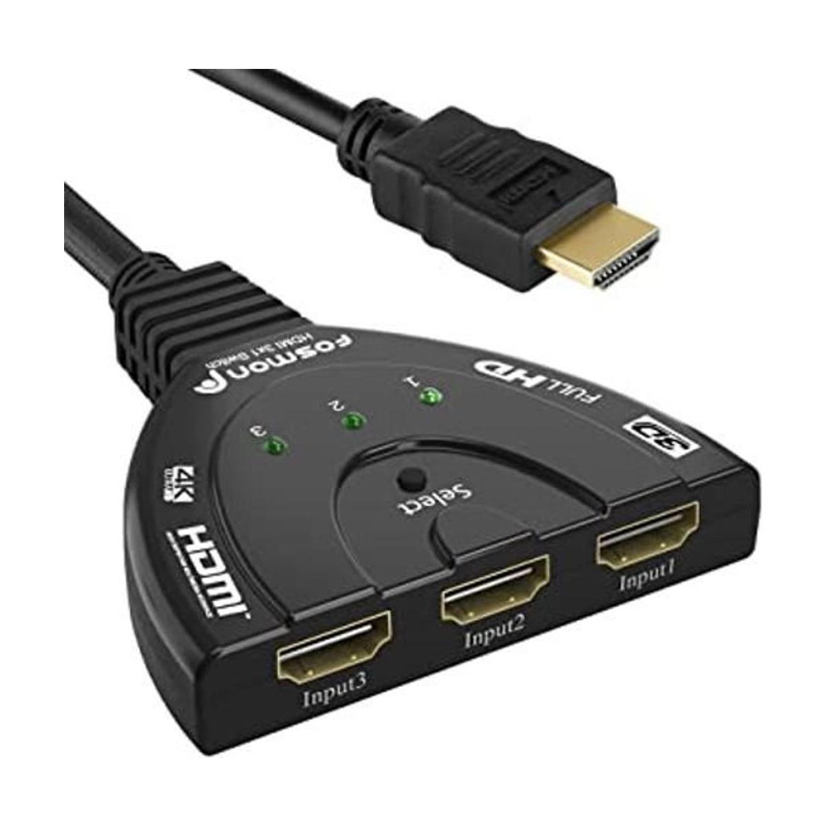 Fosmon Interruptor HDMI de 3 puertos 4K conmutador 3x1