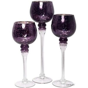 Hosley Juego de 3 portavelas de vidrio Crackle Tu