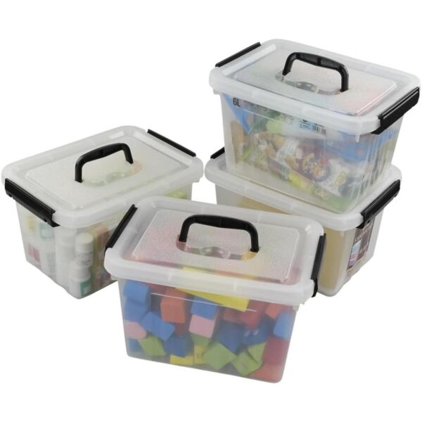 Ggbin caja de almacenamiento transparente con pestillo de_1