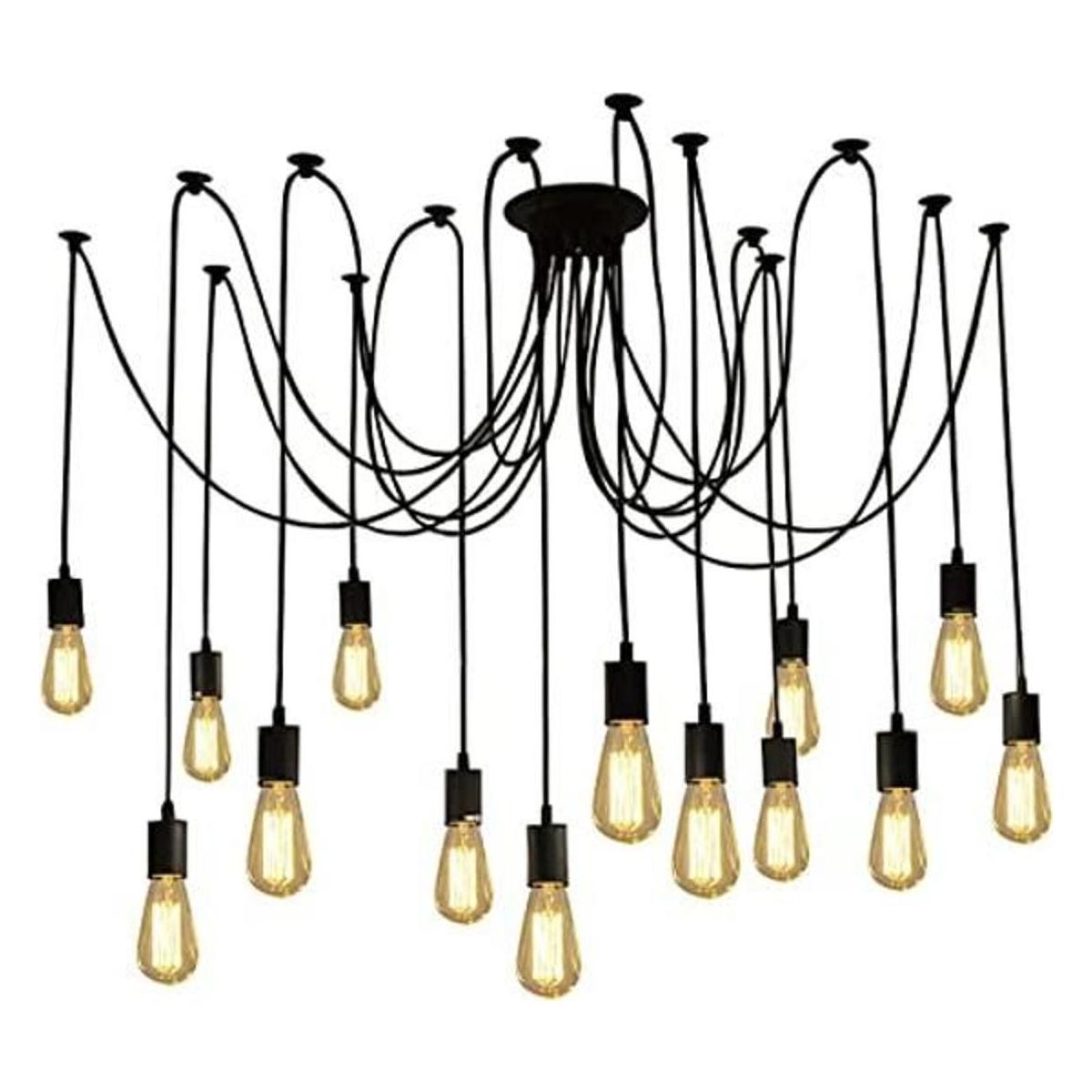 Fuloon Vintage Edison Lámpara de araña de techo ajustable