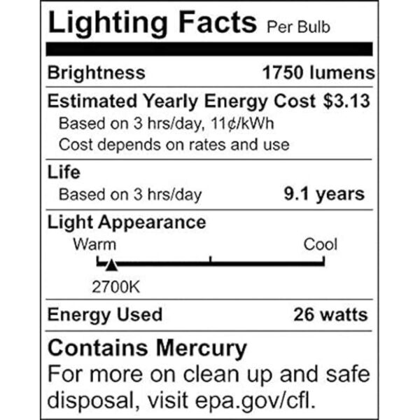 Satco S8207 Lámpara fluorescente compacta de 26 W 2700K_2