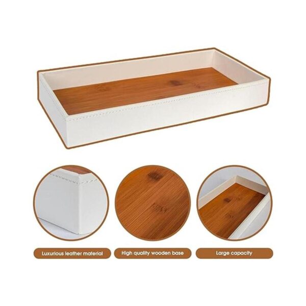 J JACKCUBE DESIGN Bandeja de tocador de bambú de cuero