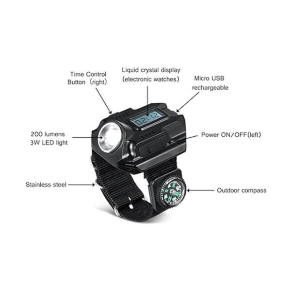 SUNDERPOWER Luz de muñeca recargable portátil Linterna_3
