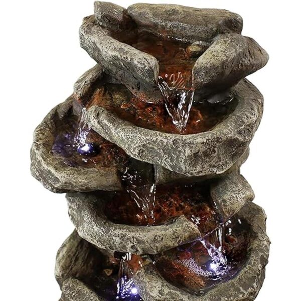Sunnydaze Fuente de agua de mesa 6Tier Stone Falls con