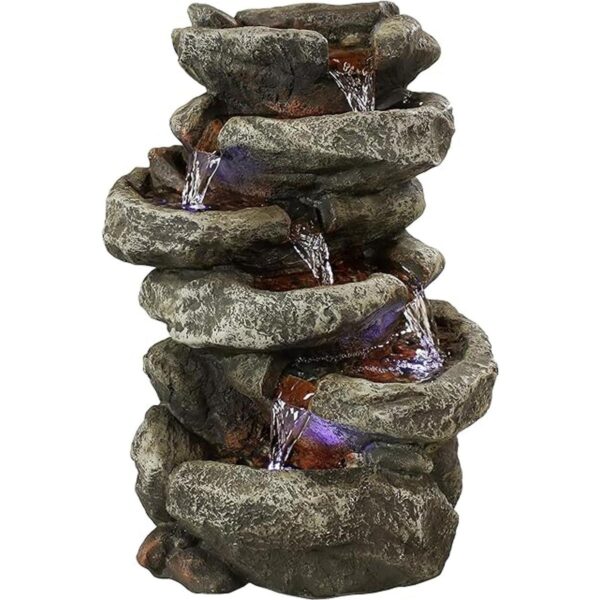 Sunnydaze Fuente de agua de mesa 6Tier Stone Falls con