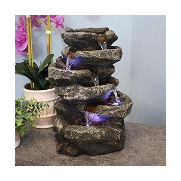 Sunnydaze Fuente de agua de mesa 6Tier Stone Falls con