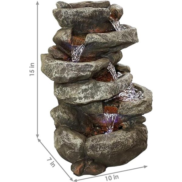 Sunnydaze Fuente de agua de mesa 6Tier Stone Falls con