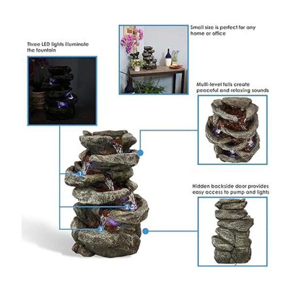 Sunnydaze Fuente de agua de mesa 6Tier Stone Falls con