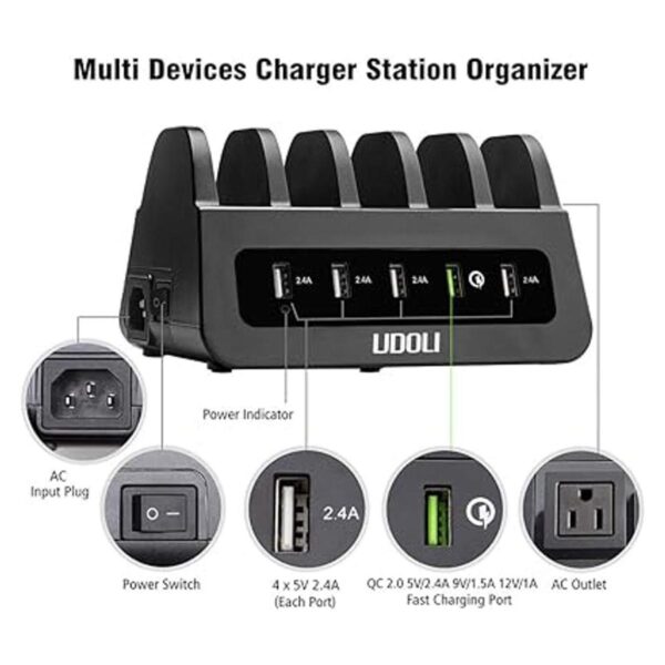 UDOLI 5 puertos USB estación de carga rápida organizador_3