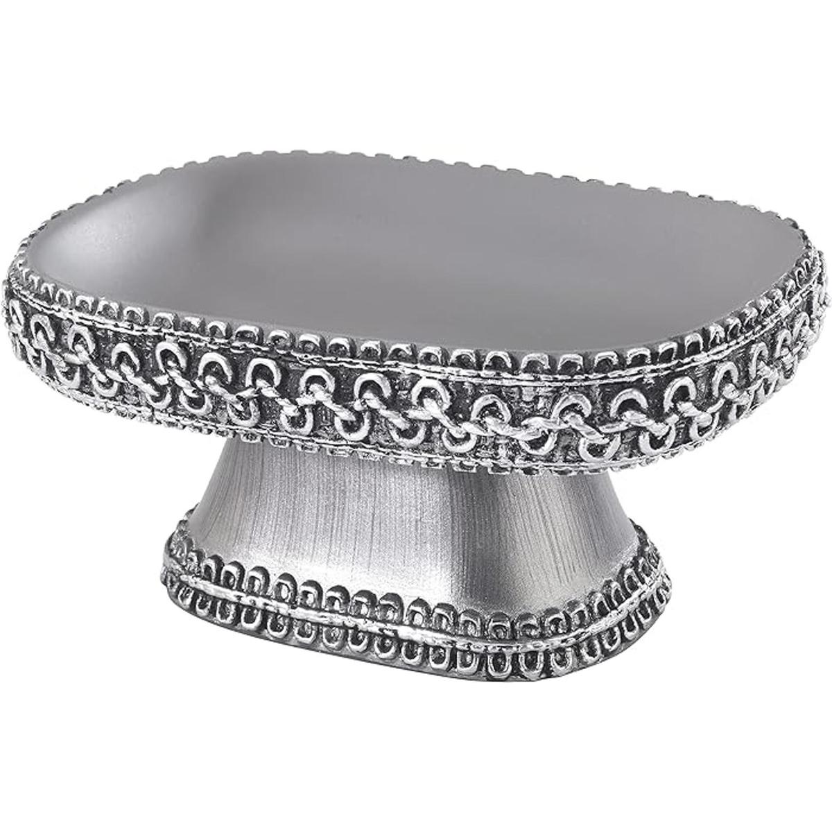 Avanti Linens Medallón Trenzado Plata y Jabonera de resina