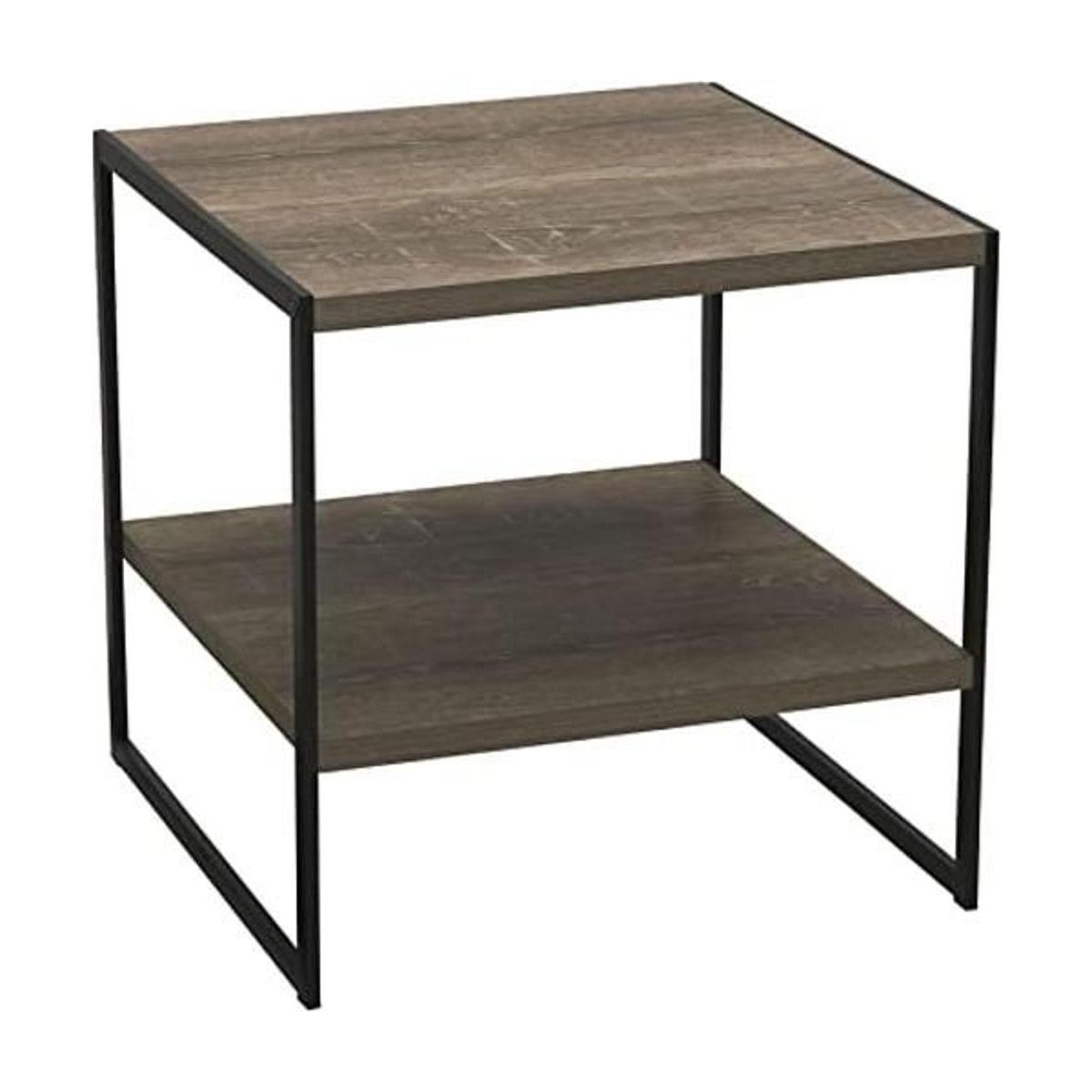 Household Essentials Mesa auxiliar cuadrada de madera con