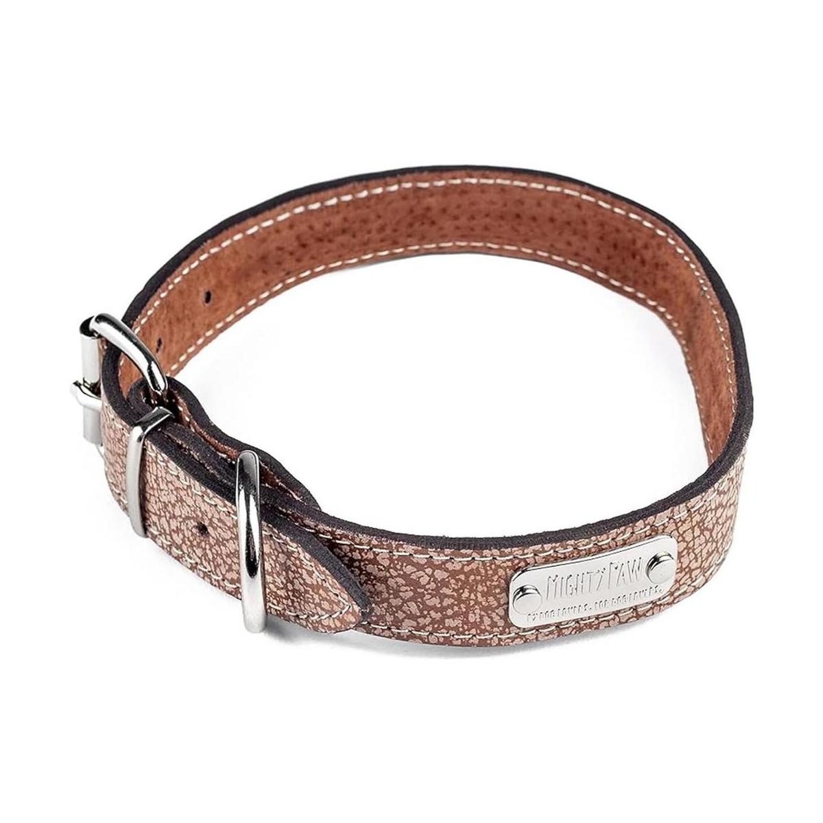 Mighty Paw Collar de cuero para perro cuero auténtico
