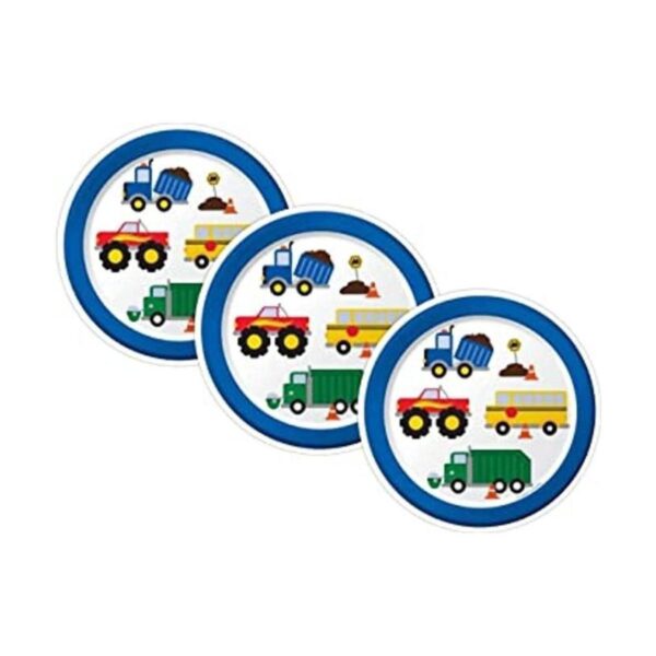 Traffic Jam Trucks Platos de postre de papel para fiesta_1