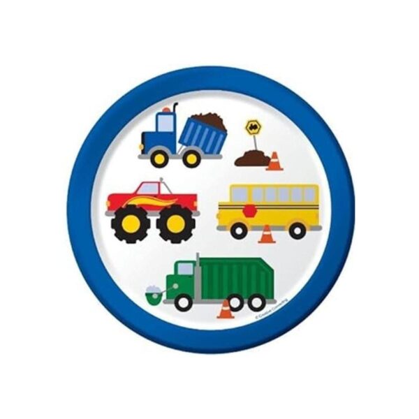 Traffic Jam Trucks Platos de postre de papel para fiesta_2