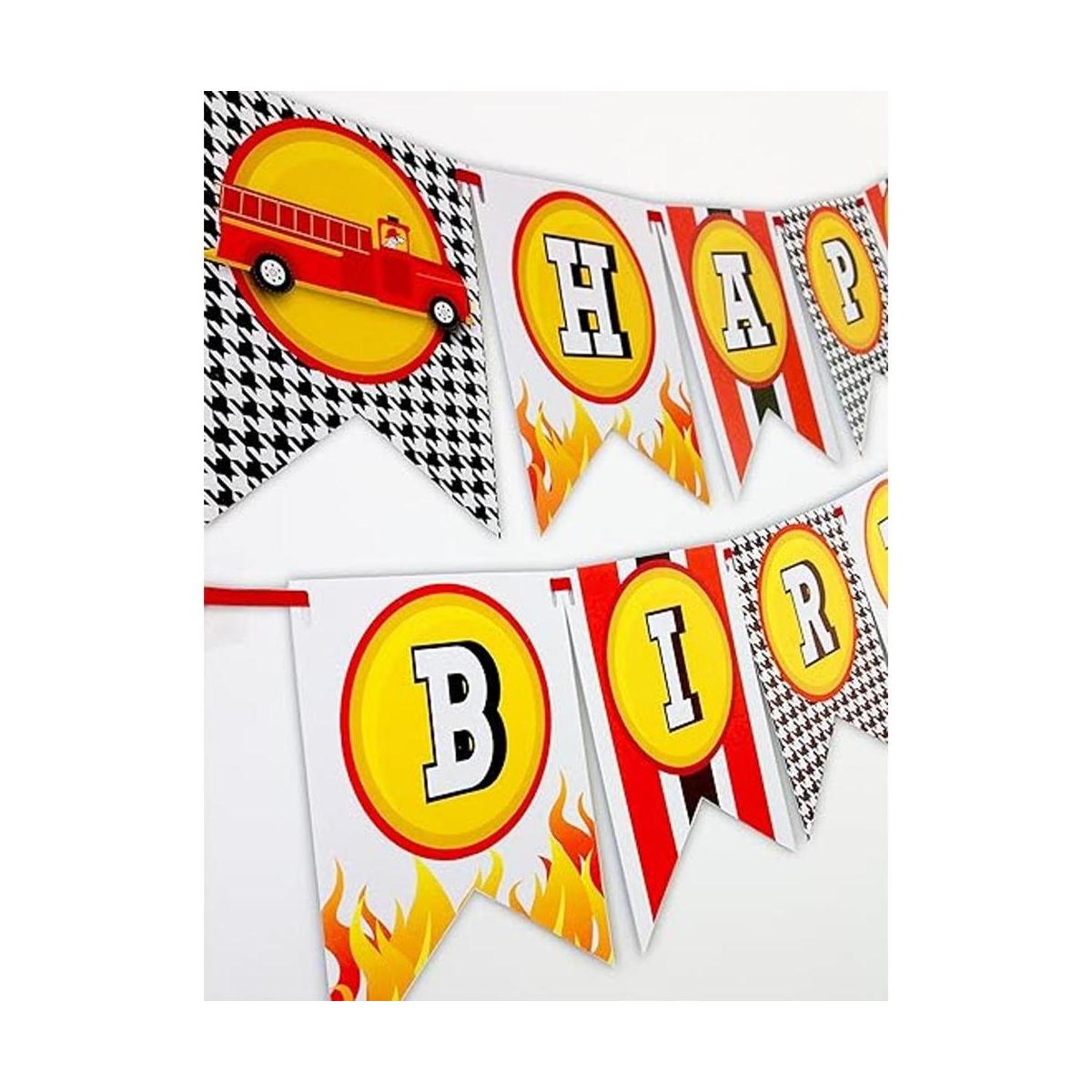 Bombero fiesta feliz cumpleaños Banner